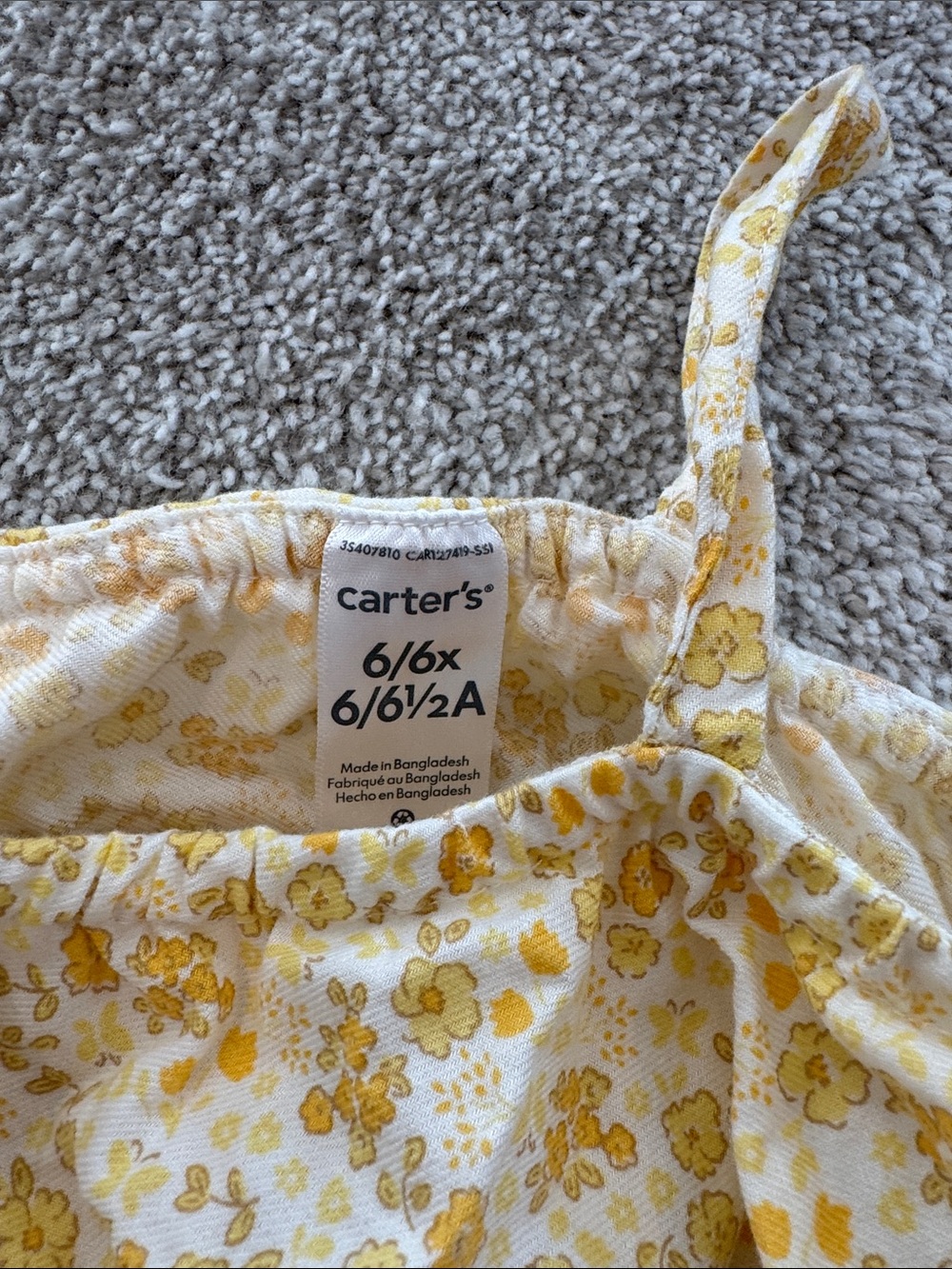 Carter's Yellow Floral Ruffle One-Shoulder Tank - Picture 2 of 3
